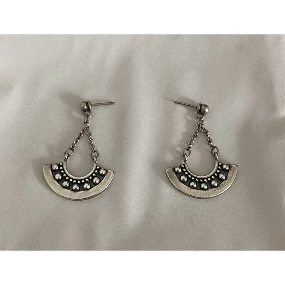 James Avery Retired Beaded Crescent Dangle Earrings